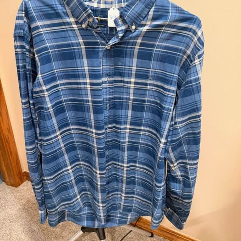 Ralph Lauren Indigo Oxford Plaid Button Down Shirt XXL